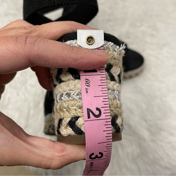 Sole Society Carmelina Espadrille Wedge Sandals Black Ankle strap Size 7.5M/ 38 - Picture 8 of 8